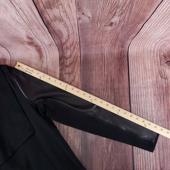 Spanx Womens Large Drape Front Jacket Very Black Convertible Faux Leather 50176R - Picture 16 of 16